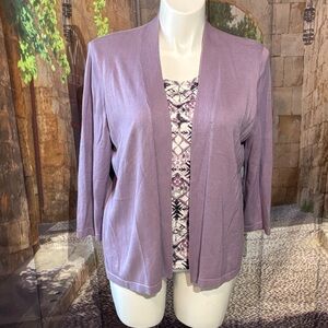 Alfred Dunner Lavender Women's Open Cardigan/Top